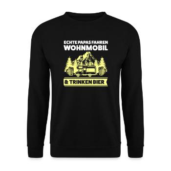Camper Papa Camping Geschenk - Unisex Pullover - Schwarz - Vorne - Alina (178cm) & Michal (187cm)