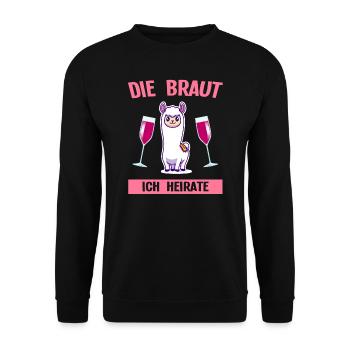 Braut Schaf Hochzeit Geschenk - Unisex Pullover - Schwarz - Vorne - Alina (178cm) & Michal (187cm)