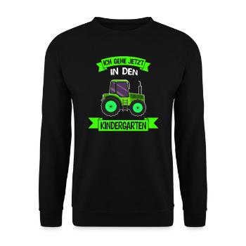 Kindergarten Traktor Kita-Start Geschenk - Unisex Pullover - Schwarz - Vorne - Alina (178cm) & Michal (187cm)