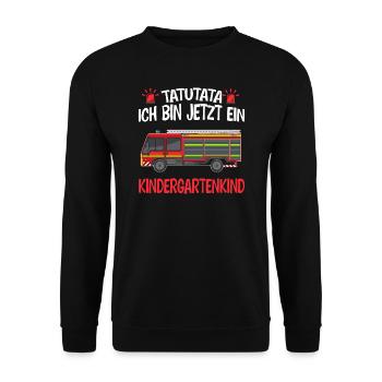 Kindergarten Feuerwehr Kita-Start Geschenk - Unisex Pullover - Schwarz - Vorne - Alina (178cm) & Michal (187cm)