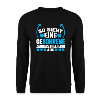 Zahnarzt Bohren Zahn Geschenk - Unisex Pullover - Schwarz - Vorne - Alina (178cm) & Michal (187cm)