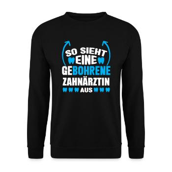 Zahn Zahnarzt Bohren Zahn Geschenk - Unisex Pullover - Schwarz - Vorne - Alina (178cm) & Michal (187cm)