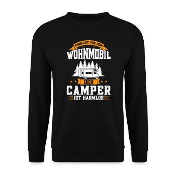 Campen camper Wanderung Geschenk - Unisex Pullover - Schwarz - Vorne - Alina (178cm) & Michal (187cm)