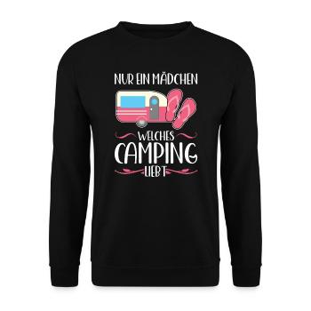 Campen camper Wanderung Geschenk - Unisex Pullover - Schwarz - Vorne - Alina (178cm) & Michal (187cm)