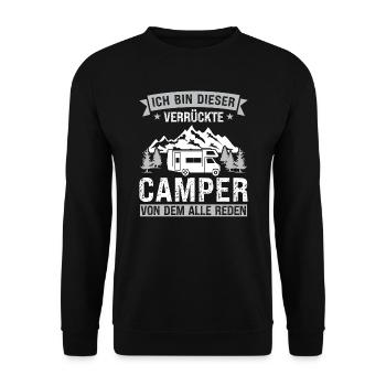 Campen camper Wanderung Geschenk - Unisex Pullover - Schwarz - Vorne - Alina (178cm) & Michal (187cm)