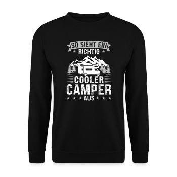 Campen camper Wanderung Geschenk - Unisex Pullover - Schwarz - Vorne - Alina (178cm) & Michal (187cm)