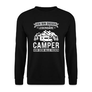 Campen camper Wanderung Geschenk - Unisex Pullover - Schwarz - Vorne - Alina (178cm) & Michal (187cm)