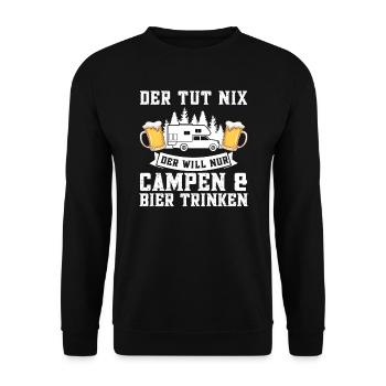 Campen Bier Camping & bier Bier Geschenk - Unisex Pullover - Schwarz - Vorne - Alina (178cm) & Michal (187cm)
