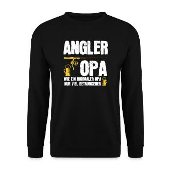 Angler Opa Angeln Fischen Geschenk - Unisex Pullover - Schwarz - Vorne - Alina (178cm) & Michal (187cm)