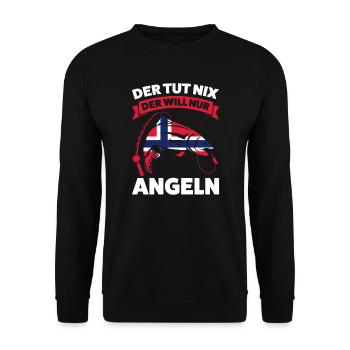 Angler Norwegisch Angeln Norwegen Geschenk - Unisex Pullover - Schwarz - Vorne - Alina (178cm) & Michal (187cm)