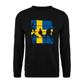 Schwedisch Angler Angeln Schweden Schweden Geschen - Unisex Pullover - Schwarz - Vorne - Alina (178cm) & Michal (187cm)