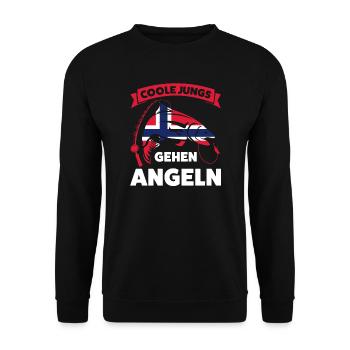 Angler Norwegisch Angeln Norwegen Geschenk - Unisex Pullover - Schwarz - Vorne - Alina (178cm) & Michal (187cm)