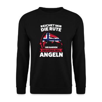 Angler Norwegisch Angeln Norwegen Geschenk - Unisex Pullover - Schwarz - Vorne - Alina (178cm) & Michal (187cm)