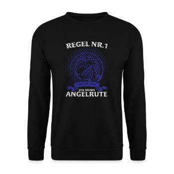 Angeln Fisch Fischer Angler Angeln Geschenk - Unisex Pullover - Schwarz - Vorne - Alina (178cm) & Michal (187cm)