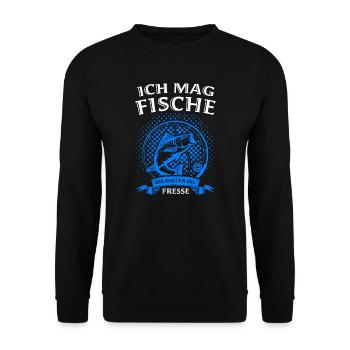 Angeln Fisch Fischer Angler Angeln Geschenk - Unisex Pullover - Schwarz - Vorne - Alina (178cm) & Michal (187cm)