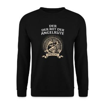 Angeln Fisch Fischer Angler Angeln Geschenk - Unisex Pullover - Schwarz - Vorne - Alina (178cm) & Michal (187cm)