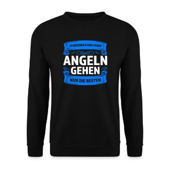 Angeln Fisch Fischer Angler Angeln Geschenk - Unisex Pullover - Schwarz - Vorne - Alina (178cm) & Michal (187cm)