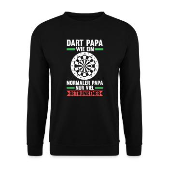 Dart Papa Dartspieler Geschenk - Unisex Pullover - Schwarz - Vorne - Alina (178cm) & Michal (187cm)