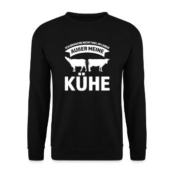 Kühe Kuh Rinder-Züchter Geschenk - Unisex Pullover - Schwarz - Vorne - Alina (178cm) & Michal (187cm)