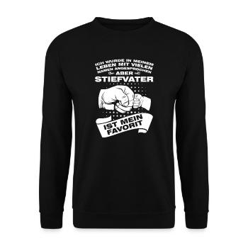 Stiefvater Stiefkind Stiefpapa Geschenk - Unisex Pullover - Schwarz - Vorne - Alina (178cm) & Michal (187cm)