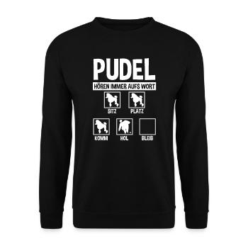 Pudel Hund Pudelbesitzer Geschenk - Unisex Pullover - Schwarz - Vorne - Alina (178cm) & Michal (187cm)