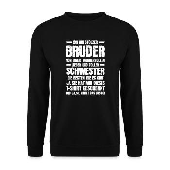 Bruder Familie Schwester Geschenk - Unisex Pullover - Schwarz - Vorne - Alina (178cm) & Michal (187cm)