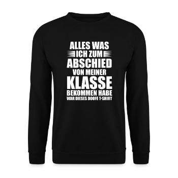 Lehrer Rente Renteeintritt Geschenk - Unisex Pullover - Schwarz - Vorne - Alina (178cm) & Michal (187cm)