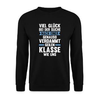 Lehrer Rente Klasse Geschenk - Unisex Pullover - Schwarz - Vorne - Alina (178cm) & Michal (187cm)