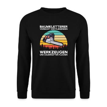 Baumkletterer Arborist Waldarbeiter Geschenk - Unisex Pullover - Schwarz - Vorne - Alina (178cm) & Michal (187cm)