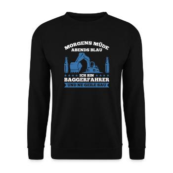 Baggerfahrer Beruf Bagger Geschenk - Unisex Pullover - Schwarz - Vorne - Alina (178cm) & Michal (187cm)
