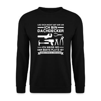 Dachdecker Beruf Dachdecken Geschenk - Unisex Pullover - Schwarz - Vorne - Alina (178cm) & Michal (187cm)