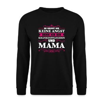 Krankenpflegerin Mama Krankenschwester Geschenk - Unisex Pullover - Schwarz - Vorne - Alina (178cm) & Michal (187cm)
