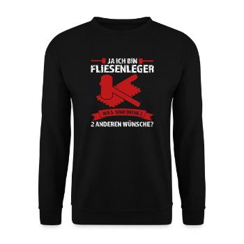 Fliesenleger Beruf Plattenleger Geschenk - Unisex Pullover - Schwarz - Vorne - Alina (178cm) & Michal (187cm)
