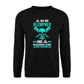 Klempner Beruf Installateur Geschenk - Unisex Pullover - Schwarz - Vorne - Alina (178cm) & Michal (187cm)