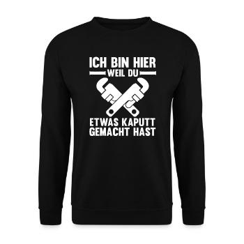Klempner Beruf Installateur Geschenk - Unisex Pullover - Schwarz - Vorne - Alina (178cm) & Michal (187cm)