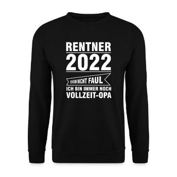 Rentner 2022 Opa Ruhestand Geschenk - Unisex Pullover - Schwarz - Vorne - Alina (178cm) & Michal (187cm)