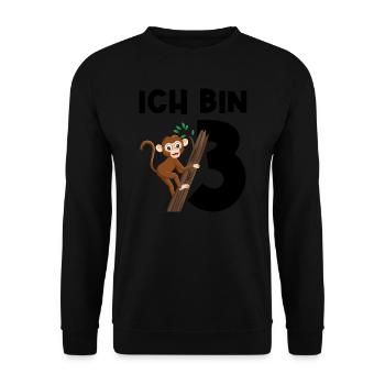 3.Geburtstag Affe 3 Jahre alt Geschenk - Unisex Pullover - Schwarz - Vorne - Alina (178cm) & Michal (187cm)