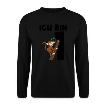 1.Geburtstag Affe 1 Jahr alt Geschenk - Unisex Pullover - Schwarz - Vorne - Alina (178cm) & Michal (187cm)