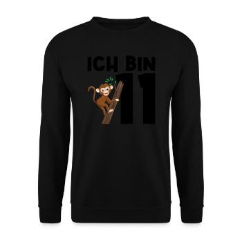 11. Geburtstag Affe 11 Jahre alt Geschenk - Unisex Pullover - Schwarz - Vorne - Alina (178cm) & Michal (187cm)