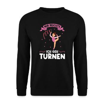 Turnen Mädchen Turnerin Geschenk - Unisex Pullover - Schwarz - Vorne - Alina (178cm) & Michal (187cm)
