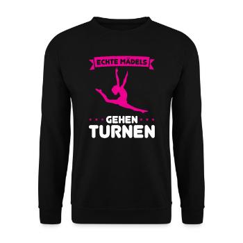 Turnen Mädchen Turnerin Geschenk - Unisex Pullover - Schwarz - Vorne - Alina (178cm) & Michal (187cm)
