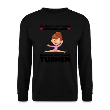 Turnen Mädchen Turnerin Geschenk - Unisex Pullover - Schwarz - Vorne - Alina (178cm) & Michal (187cm)
