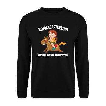 Kindergarten Reiterin Pferde Geschenk - Unisex Pullover - Schwarz - Vorne - Alina (178cm) & Michal (187cm)