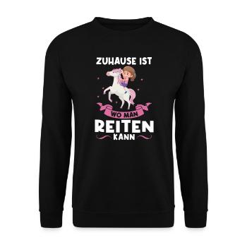Reiten Mädchen Pferdeliebhaberin Geschenk - Unisex Pullover - Schwarz - Vorne - Alina (178cm) & Michal (187cm)