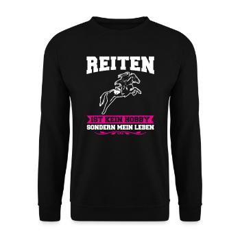 Reiten Mädchen Reiterhof Geschenk - Unisex Pullover - Schwarz - Vorne - Alina (178cm) & Michal (187cm)