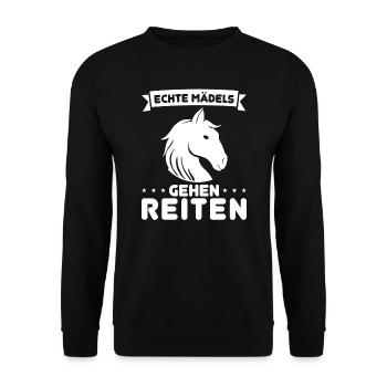 Reiten Mädchen Reiterin Geschenk - Unisex Pullover - Schwarz - Vorne - Alina (178cm) & Michal (187cm)