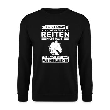 Reiten Mädchen Pferdeliebhaberin Geschenk - Unisex Pullover - Schwarz - Vorne - Alina (178cm) & Michal (187cm)