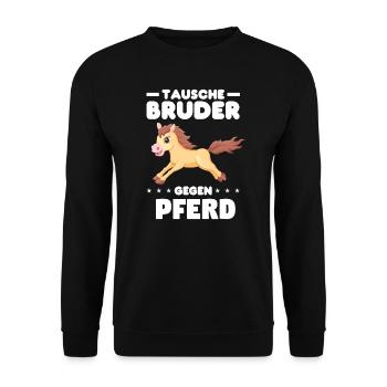 Reiten Mädchen Reitsport Geschenk - Unisex Pullover - Schwarz - Vorne - Alina (178cm) & Michal (187cm)