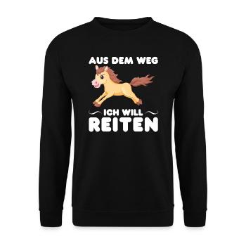 Reiten Mädchen Reitsport Geschenk - Unisex Pullover - Schwarz - Vorne - Alina (178cm) & Michal (187cm)