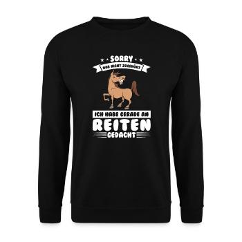 Reiten Mädchen Reitsport Geschenk - Unisex Pullover - Schwarz - Vorne - Alina (178cm) & Michal (187cm)